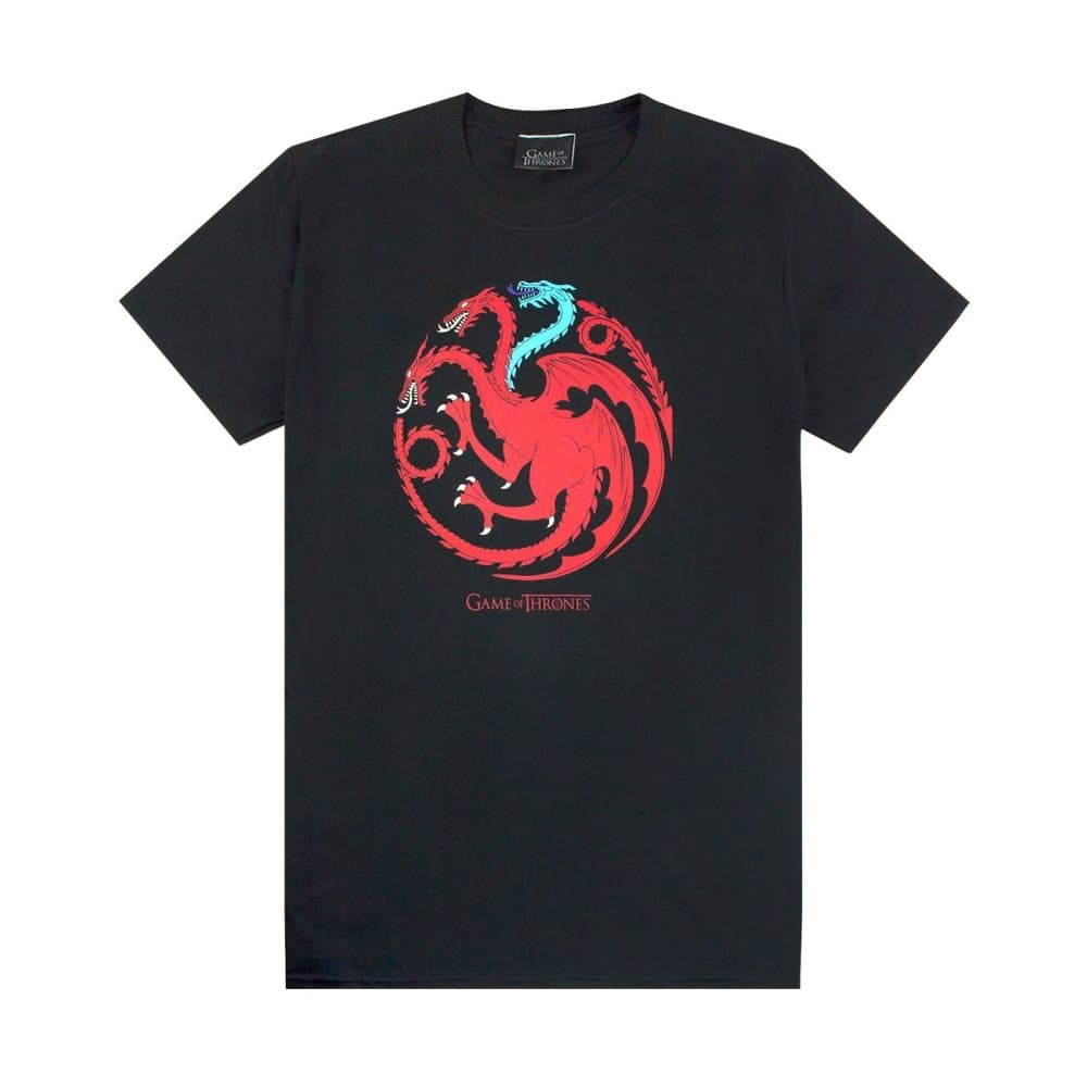 Game of Thrones T-shirt med emblem från is och eld drakar för män