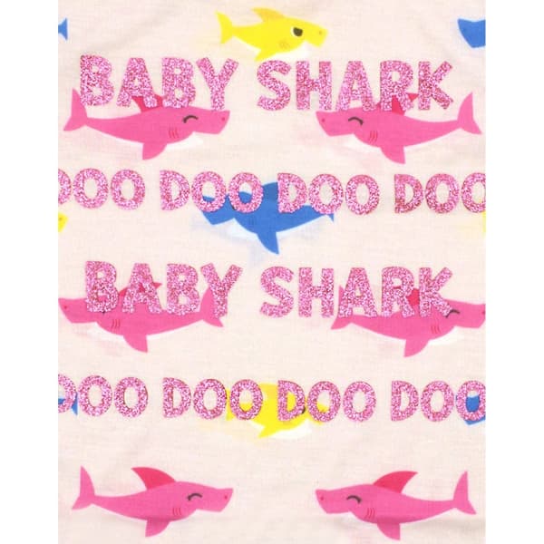 Baby Shark Flickor Glitter All-Over Print T-Shirt