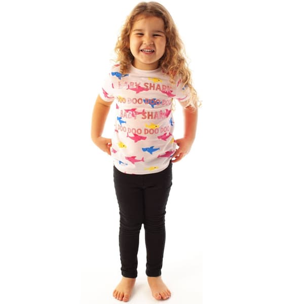 Baby Shark Flickor Glitter All-Over Print T-Shirt