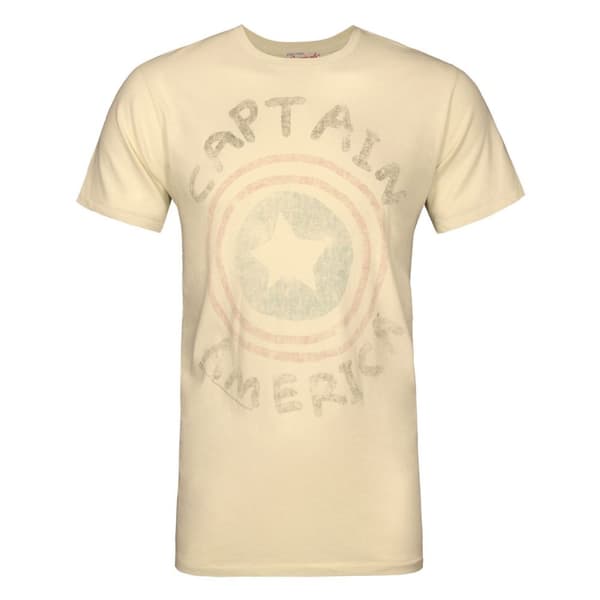 Junk Food Mens Originals Logo Captain America T-Shirt Cream Almond S