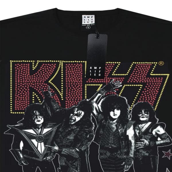 Amplified Herre Let Me Go Rock N Roll Kiss Diamante T-shirt