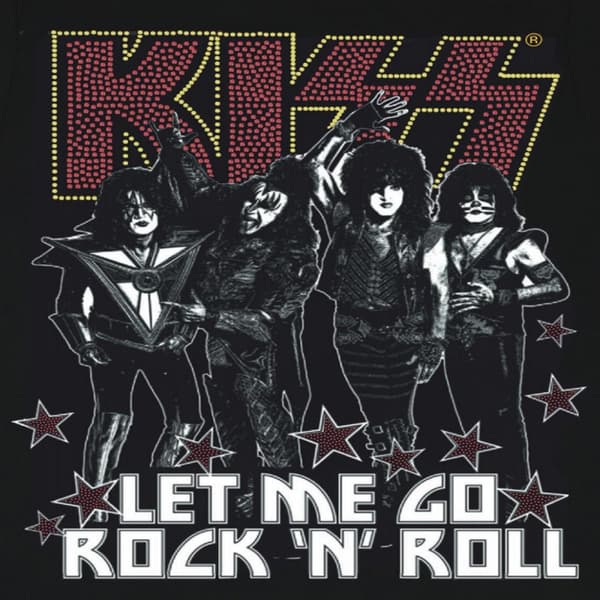 Amplified Herre Let Me Go Rock N Roll Kiss Diamante T-shirt