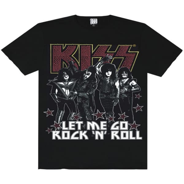 Amplified Herre Let Me Go Rock N Roll Kiss Diamante T-shirt