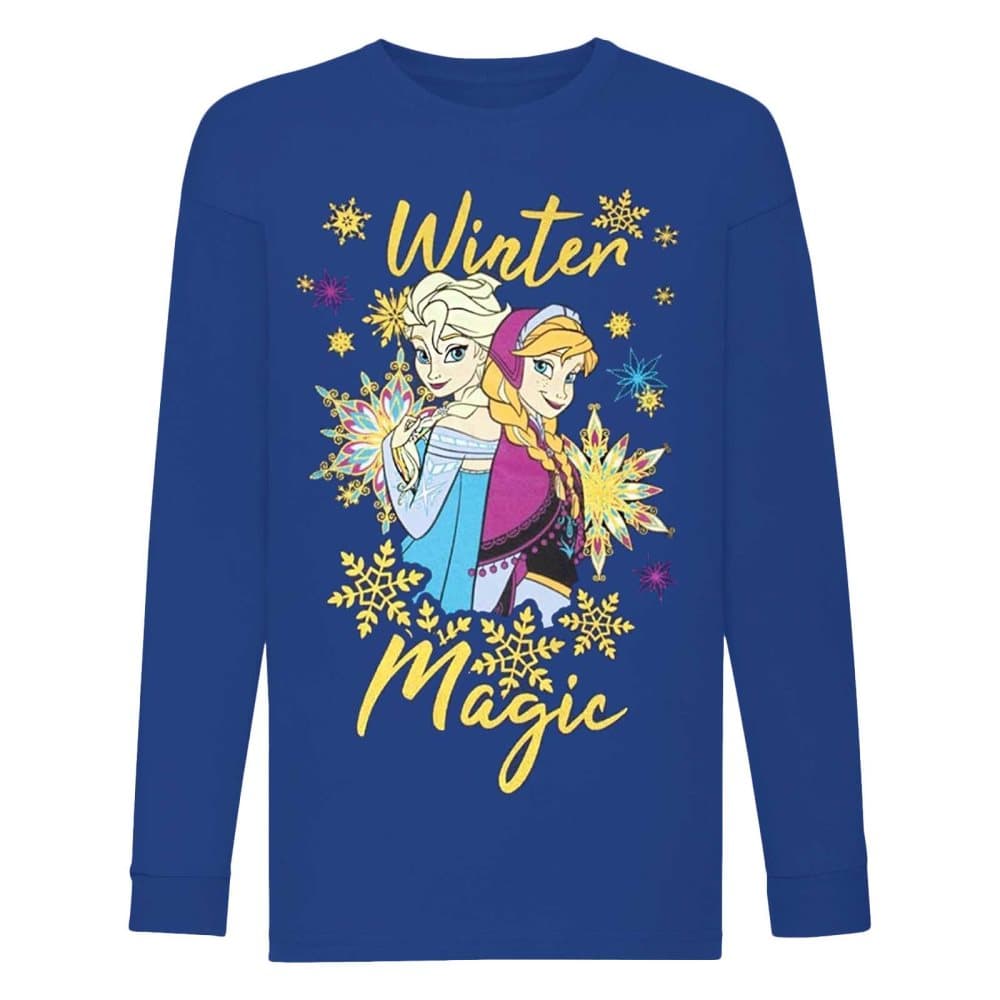 Frozen Flickor Winter Magic Anna och Elsa Glitter långärmad T-shirt med glitter