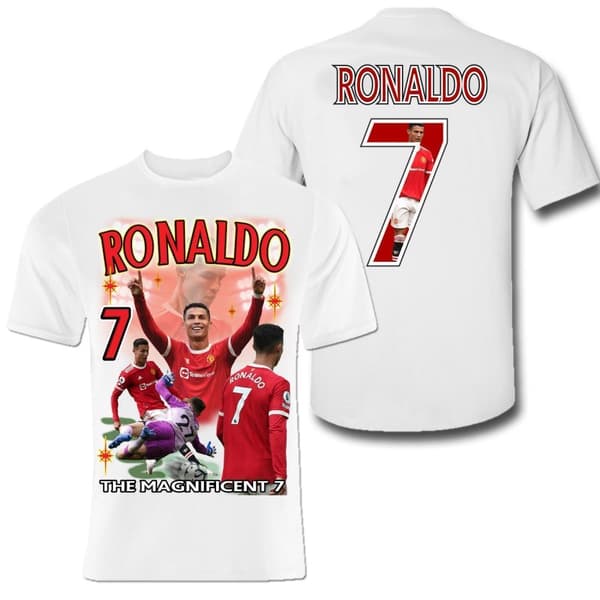 T-shirt REA Ronaldo Portugal United sportströja tryck fram & Bak