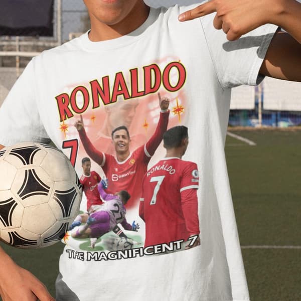 T-shirt REA Ronaldo Portugal United sportströja tryck fram & Bak