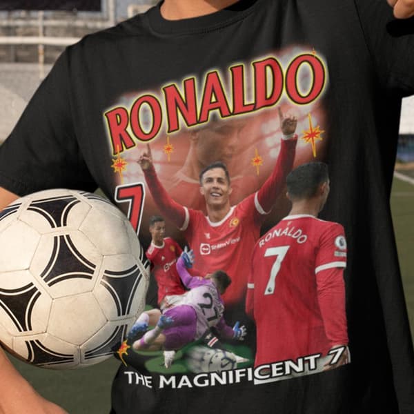 Cristiano Ronaldo Svart united 7 t-shirt  manchester return stil