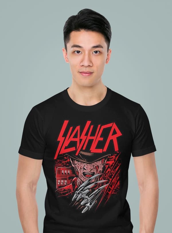 Svart skräck t-shirt Freddy Krueger  Elm Street slasher