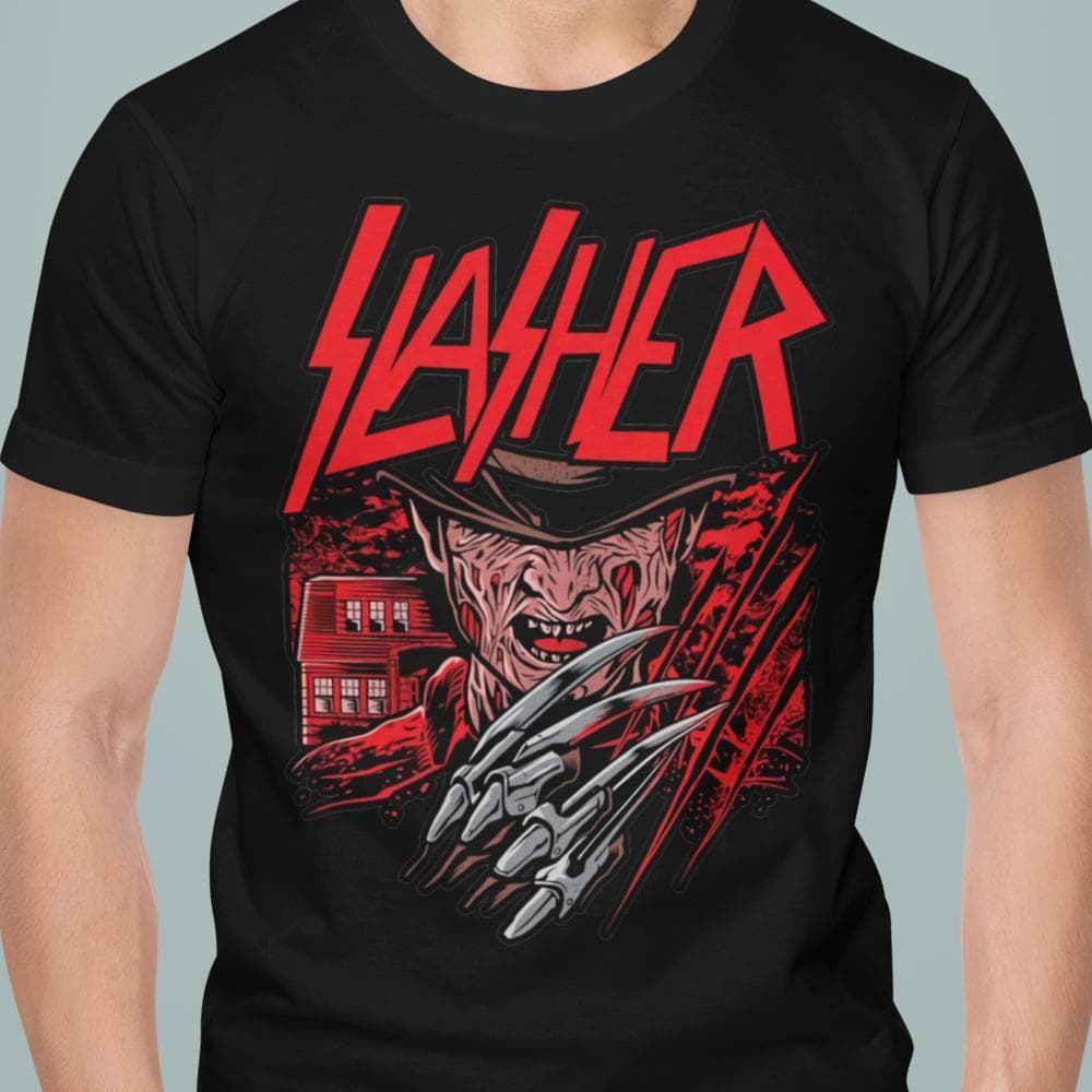 Svart skräck t-shirt Freddy Krueger Elm Street slasher