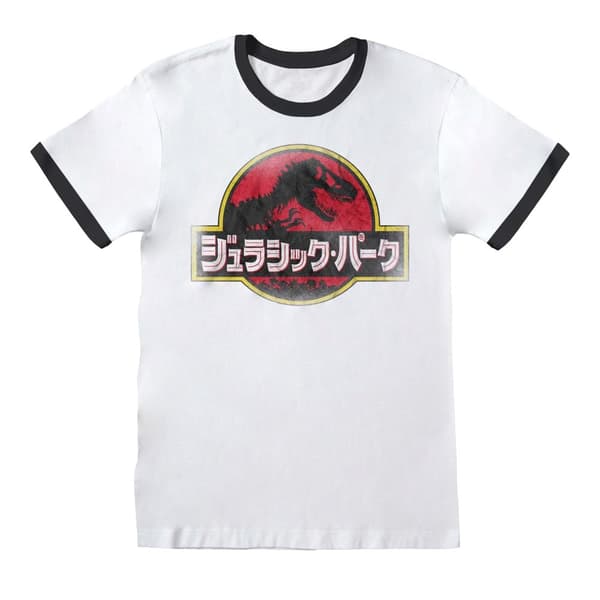 Jurassic Park Unisex vuxen Ringer japansk logotyp T-shirt för vuxna
