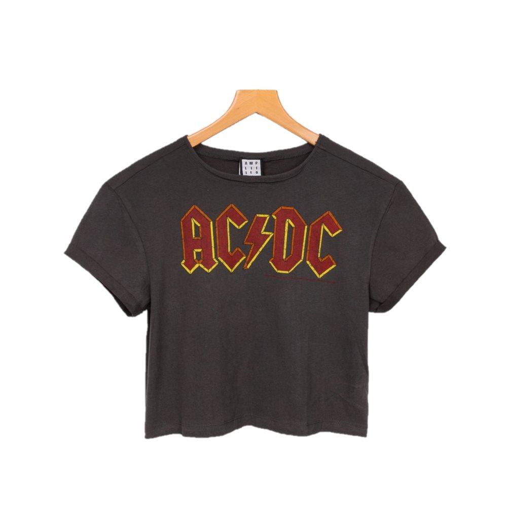 Amplified Kvinnor/Damer AC/DC Logo Cropped T-Shirt