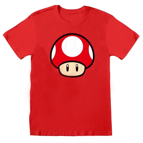 Super Mario Unisex T-shirt til voksne med svampe med power up