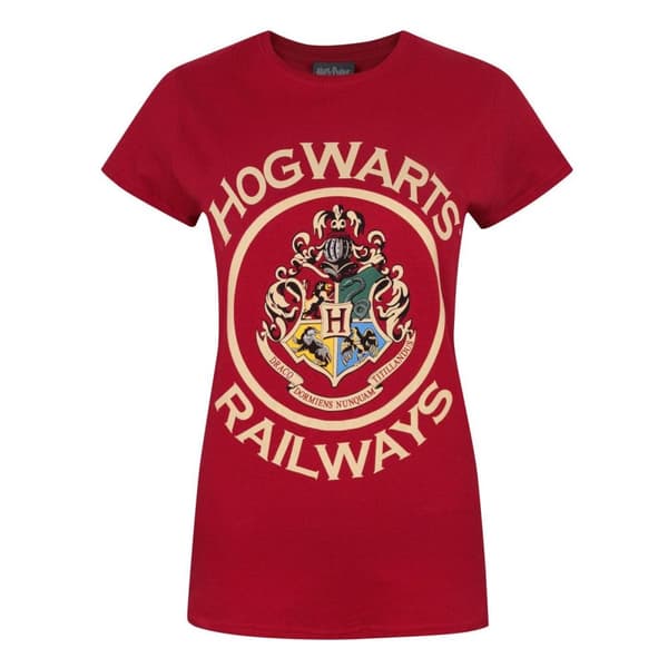 Harry Potter T-shirt til kvinder/damer med Hogwarts jernbaner Red L