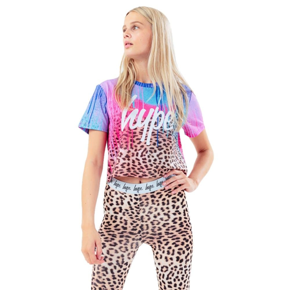 Hype Girls Drips Leopard Crop Top