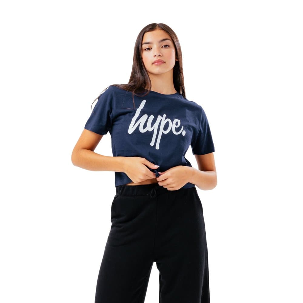 Hype Skriftlig Crop T-Shirt för flickor
