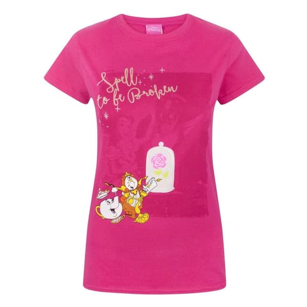 Disney dame/kvinde Skønheden og Udyret - en trylleformular skal brydes T-shirt Pink Small