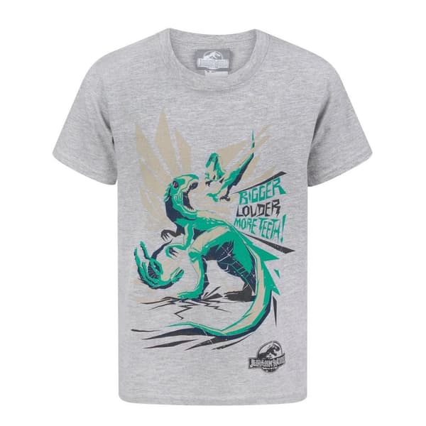 Jurassic World Officiell T-shirt för pojkar med större tänder Grey 3-4 Years