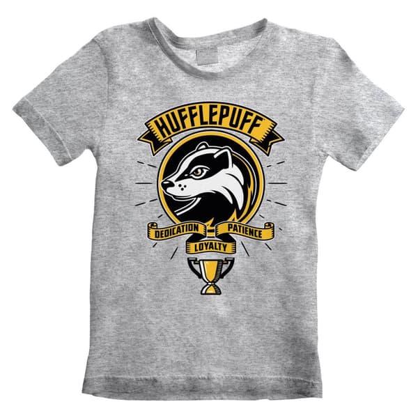 Harry Potter Barn/Kids Hufflepuff T-shirt i serietidningsstil Grey Heather 7-8 Years