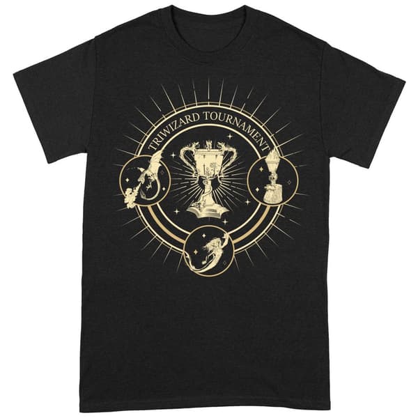 Harry Potter Unisex T-shirt til voksne med triwizard-segl Black/Gold L