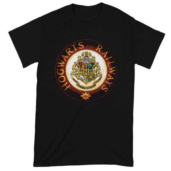 Harry Potter Unisex T-shirt til voksne med Hogwarts jernbanecirkel Black L