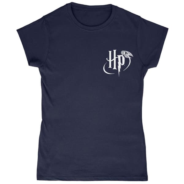 Harry Potter T-shirt med logotyp i fickformat för kvinnor och damer Navy/White M