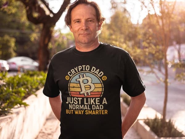 Svart Pappa T-shirt Cool Crypto bitcoin dad