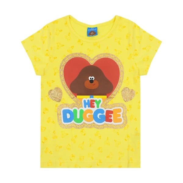 Hey Duggee Flickor Glitter Heart T-Shirt Yellow/Red/Brown 4-5 Years