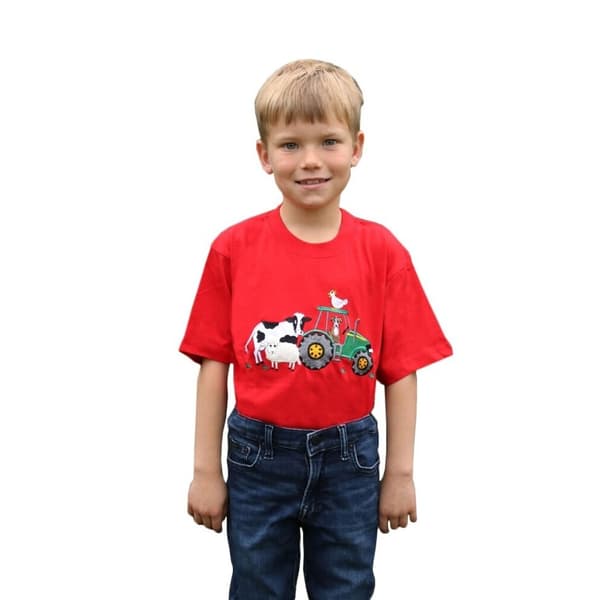 British Country Collection Børne/børn T-shirt til gårdspladsen Red/White 7-8 Years