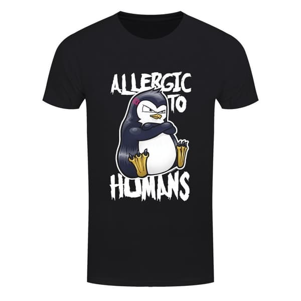 Psycho Penguin Mens Allergic To Humans T-Shirt