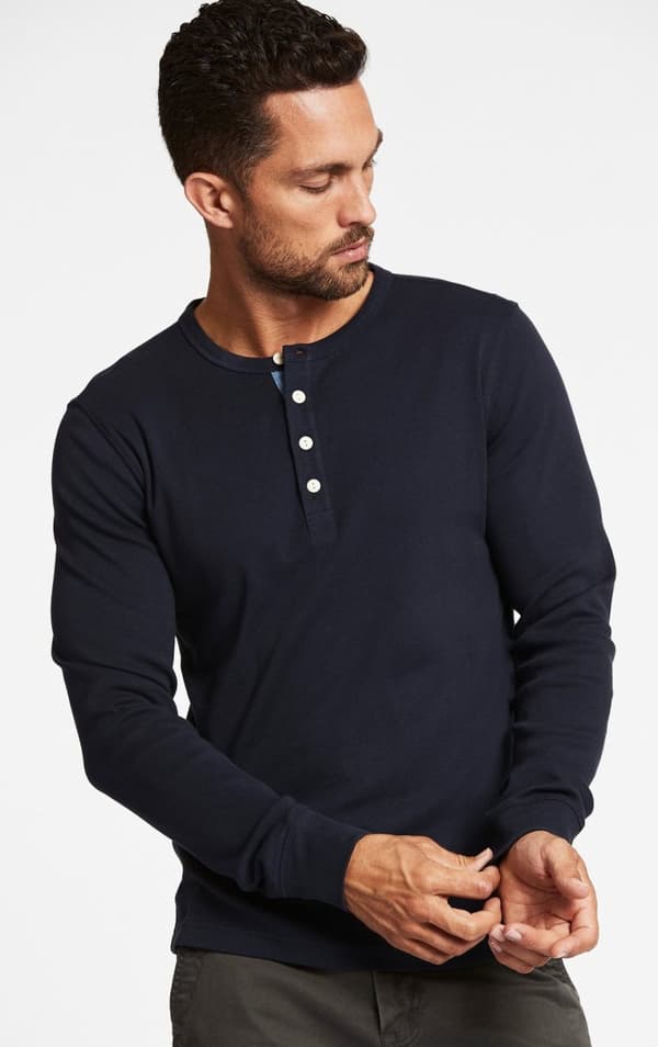 Lindbergh Blue - L.Ä. T-shirt 30-420095 Henley