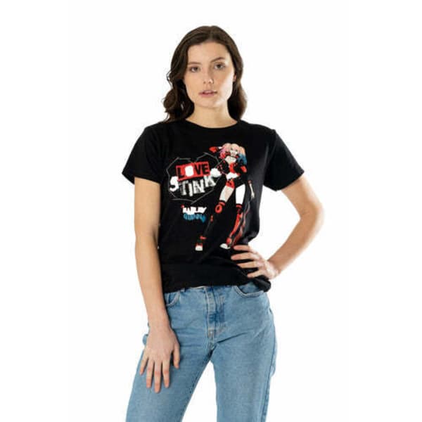 Harley Quinn Unisex Adult Love Stinks T-Shirt Black/Red M