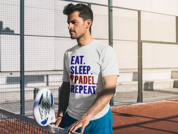 Padel sports t-shirt . Vit Eat Sleep Padel repeat sports tröja