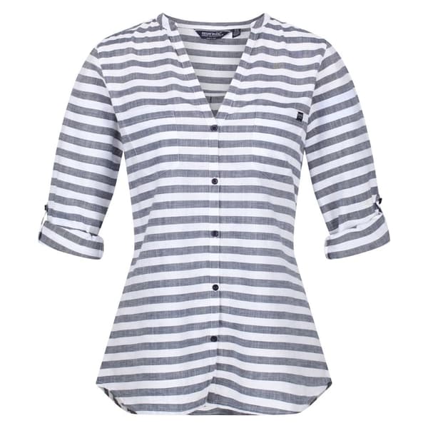 Regatta Womens/Ladies Malaya Stripe långärmad skjorta White/Navy 8 UK