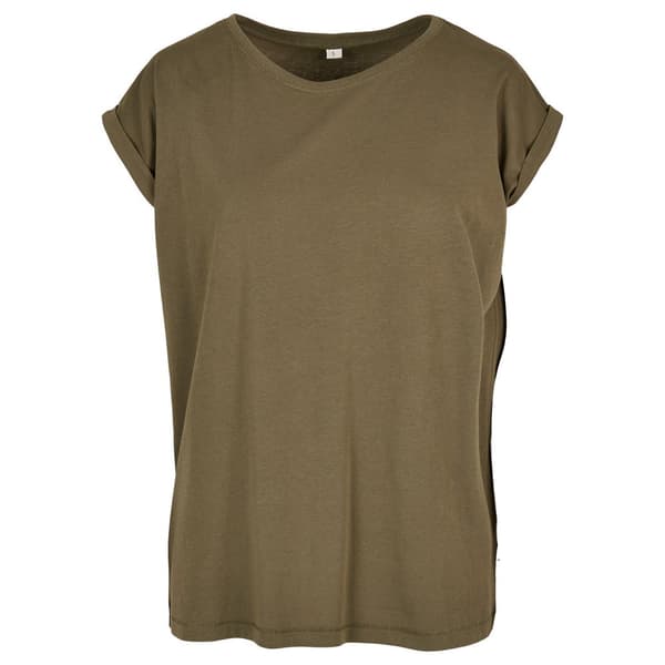 Build Your Brand Kvinnor/Damer Organic Extended Shoulder T-Shirt Olive XS