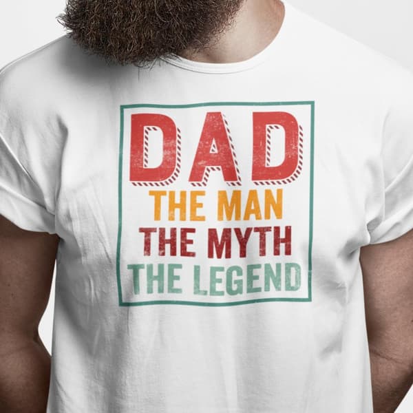 Vit pappa t-shirt . Man Myth Legend Dad XL