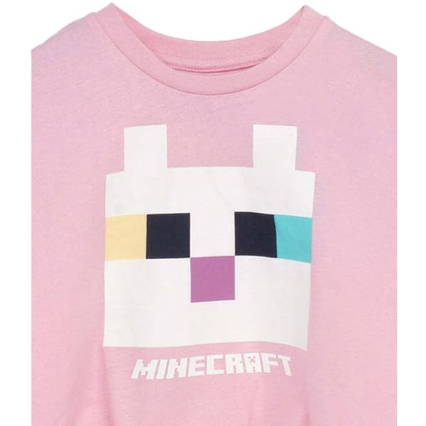 Minecraft Girls Cat Twisted Knot Front T-Shirt