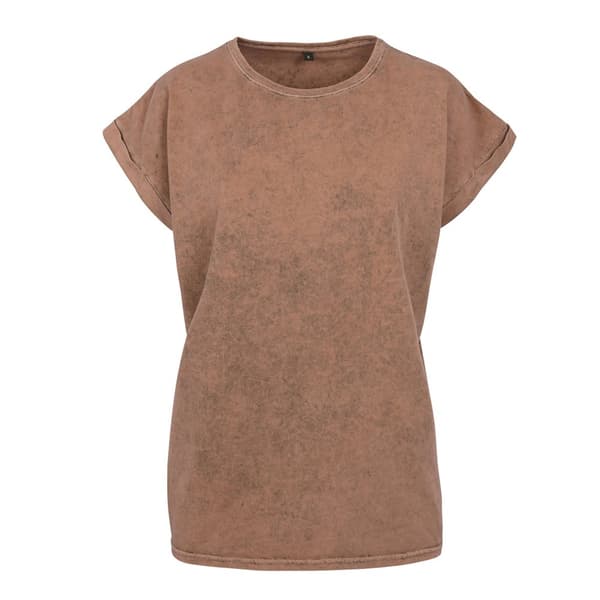 Build Your Brand T-shirt med udvidet skulder i syrevask til kvinder/damer