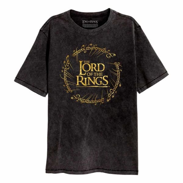 Lord Of The Rings Unisex Adult Gold Foil T-Shirt Vintage Black XXL