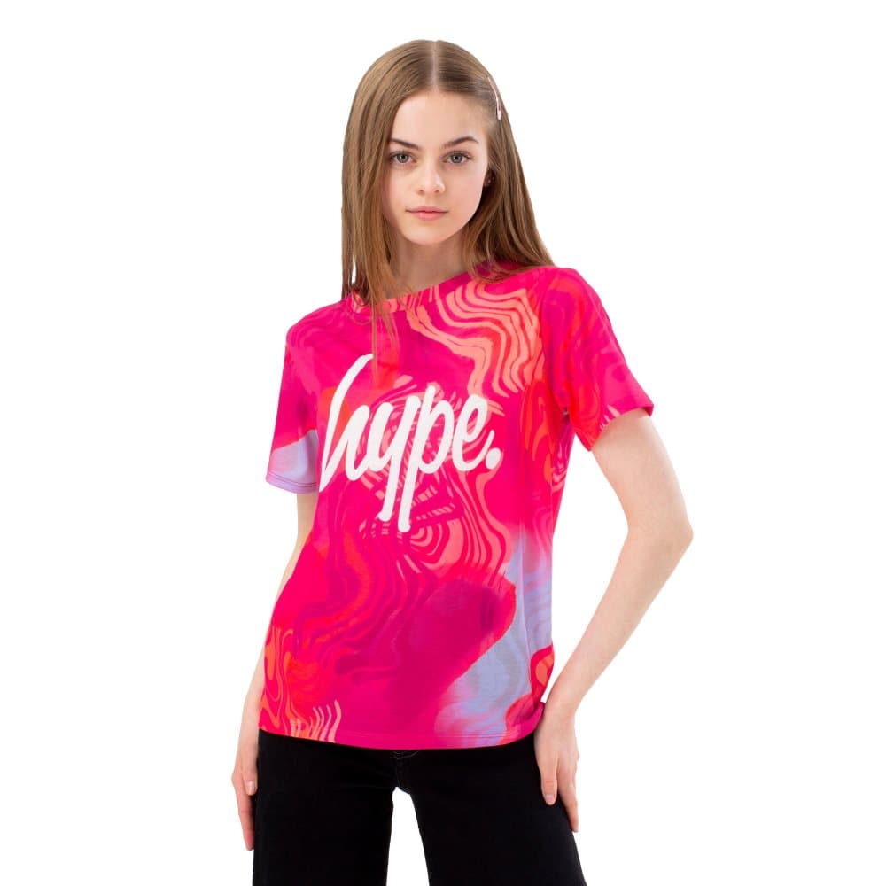 Hype T-shirt för flickor med fingermålning och klotter