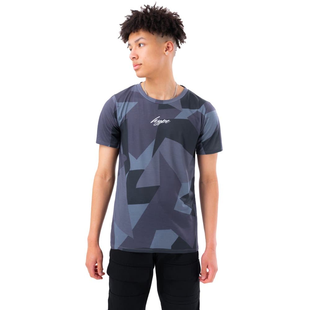 Hype T-shirt med kamouflage och klotter med skärning för pojkar