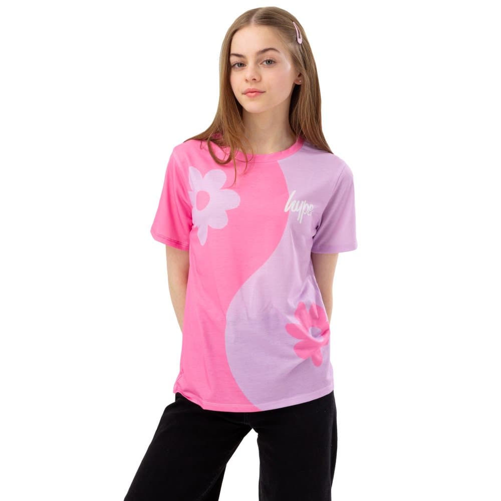 Hype Flickor med blommig Ying Yang-skrift T-Shirt
