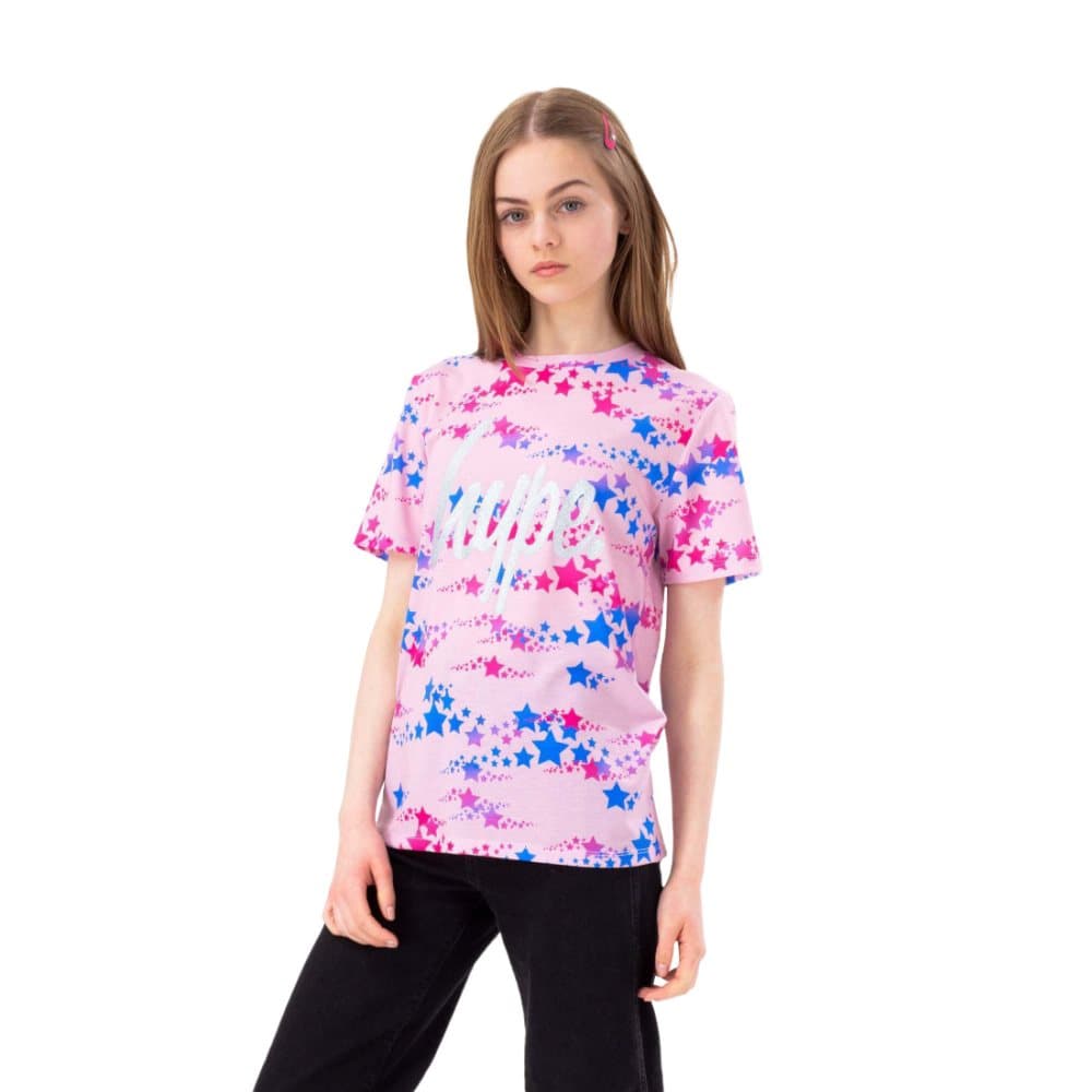 Hype Flickor Shooting Star Glitter Script T-Shirt