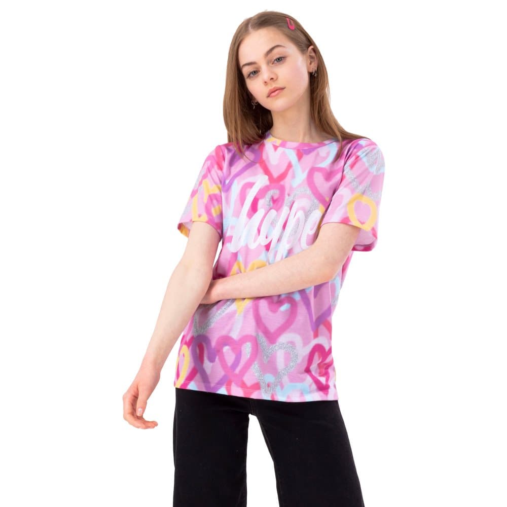 Hype Flickor Glitter Heart Script T-Shirt
