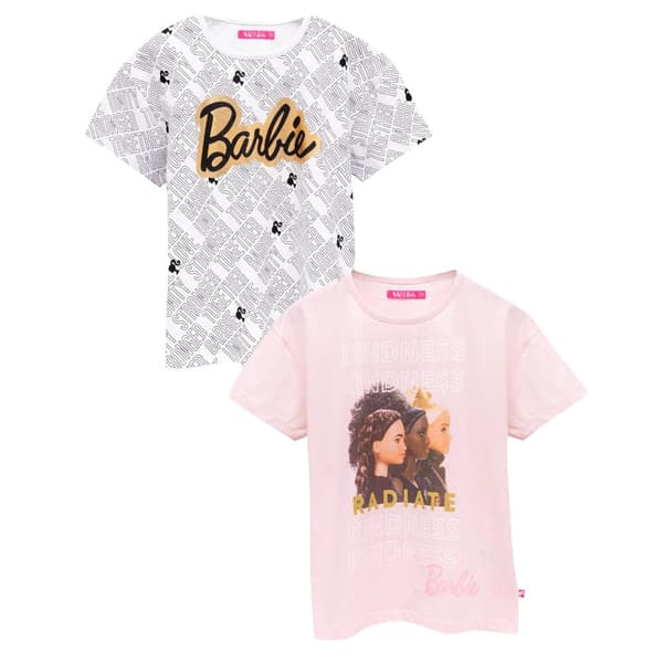 Barbie Girls Kindness Stronger Together Unity And Love T-Shirt Set (Pack of 2) White/Pink 9-10 Years