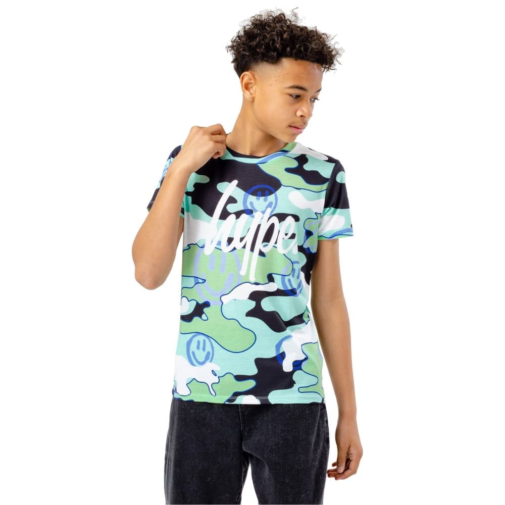 Hype Smiley Camo Script T-Shirt för pojkar