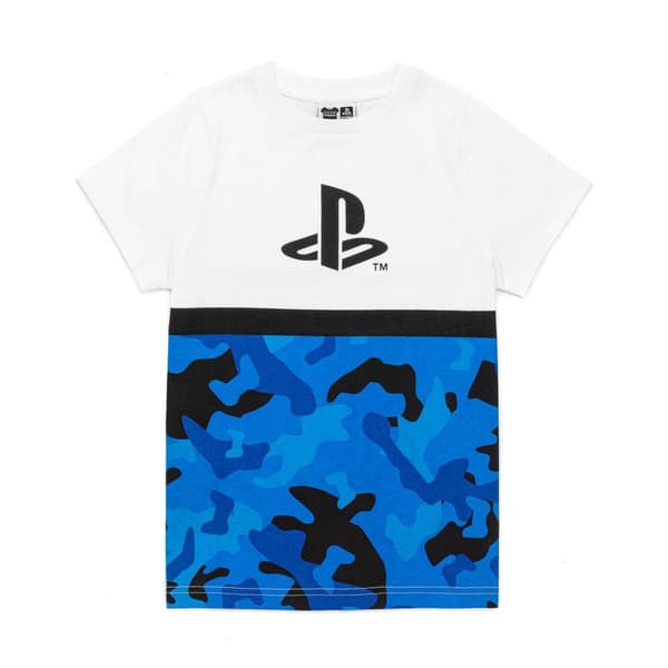 Playstation T-shirt i kamouflage för pojkar White/Blue/Black 7-8 Years
