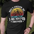 Miniatyrbild 5 av 6: Cykel T-shirt med Do not follow me - I do stupid things