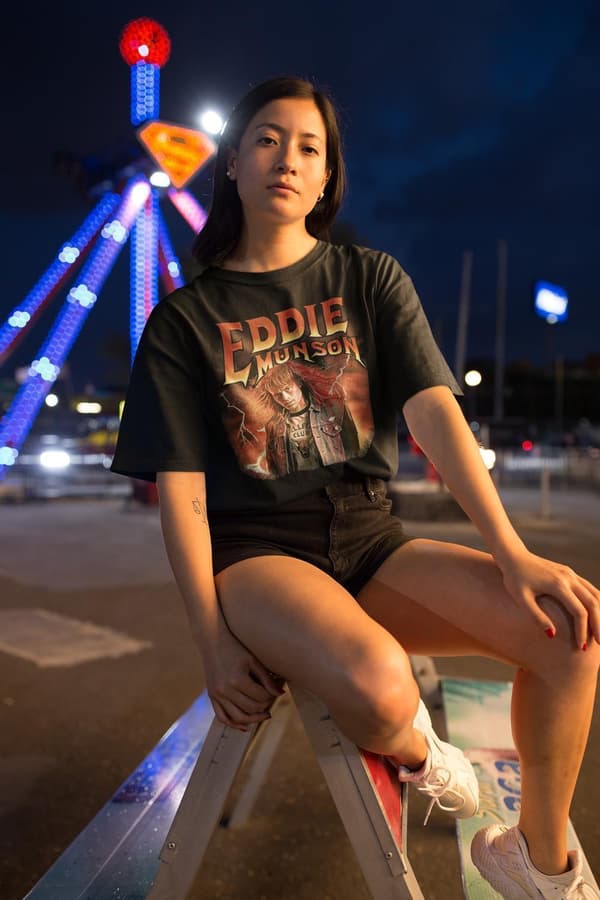 Svart T-shirt - Eddie Munson Stranger things metal Hellfire club