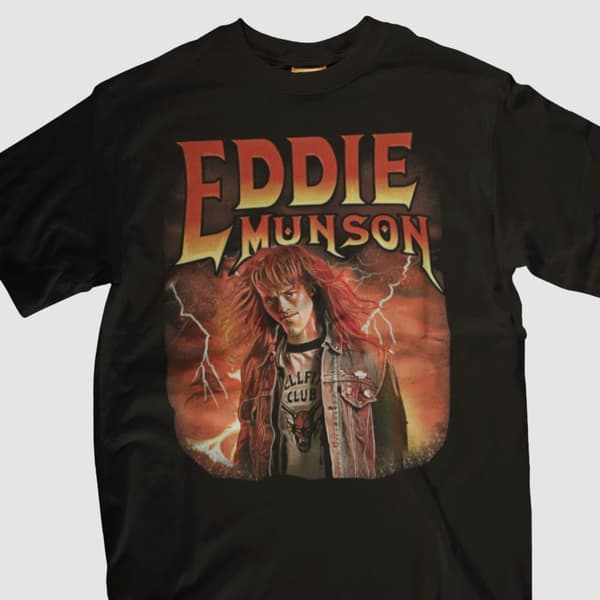 Svart T-shirt - Eddie Munson Stranger things metal Hellfire club