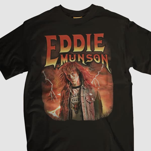 Svart T-shirt - Eddie Munson Stranger things metal Hellfire club